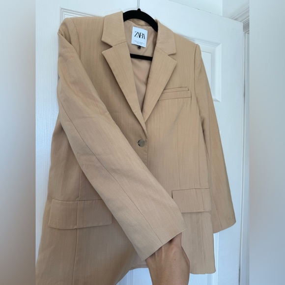 Zara 81% viscose Elegant Tan Women's Blazer - Picture 3 of 10